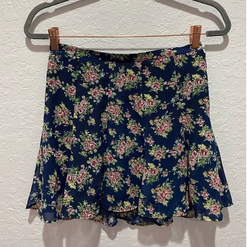 Show Me Your Mumu Blue Floral Mini Skirt Sz S Preppy Girly Flirty